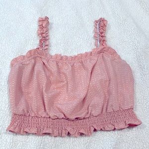 Pink with white little patterns cropped shirt